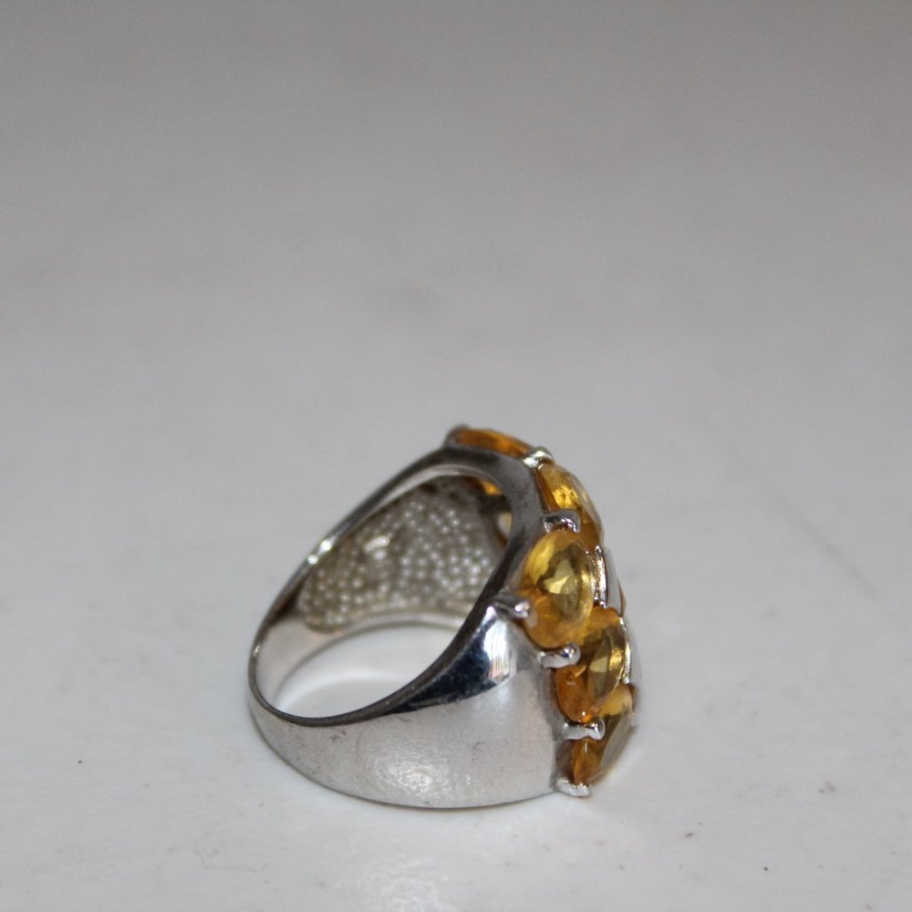 Silver Statement Ring With Yellow Rhinestones 8 - image 7